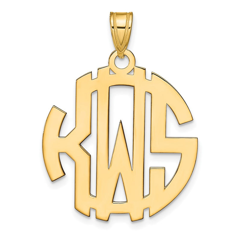 14K Yellow Gold Round Cut Out Monogram Pendant