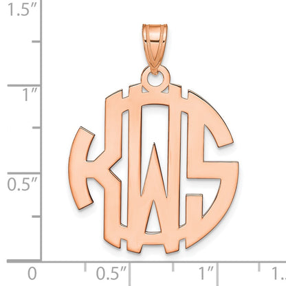 14K Rose Gold Round Cut Out Monogram Pendant