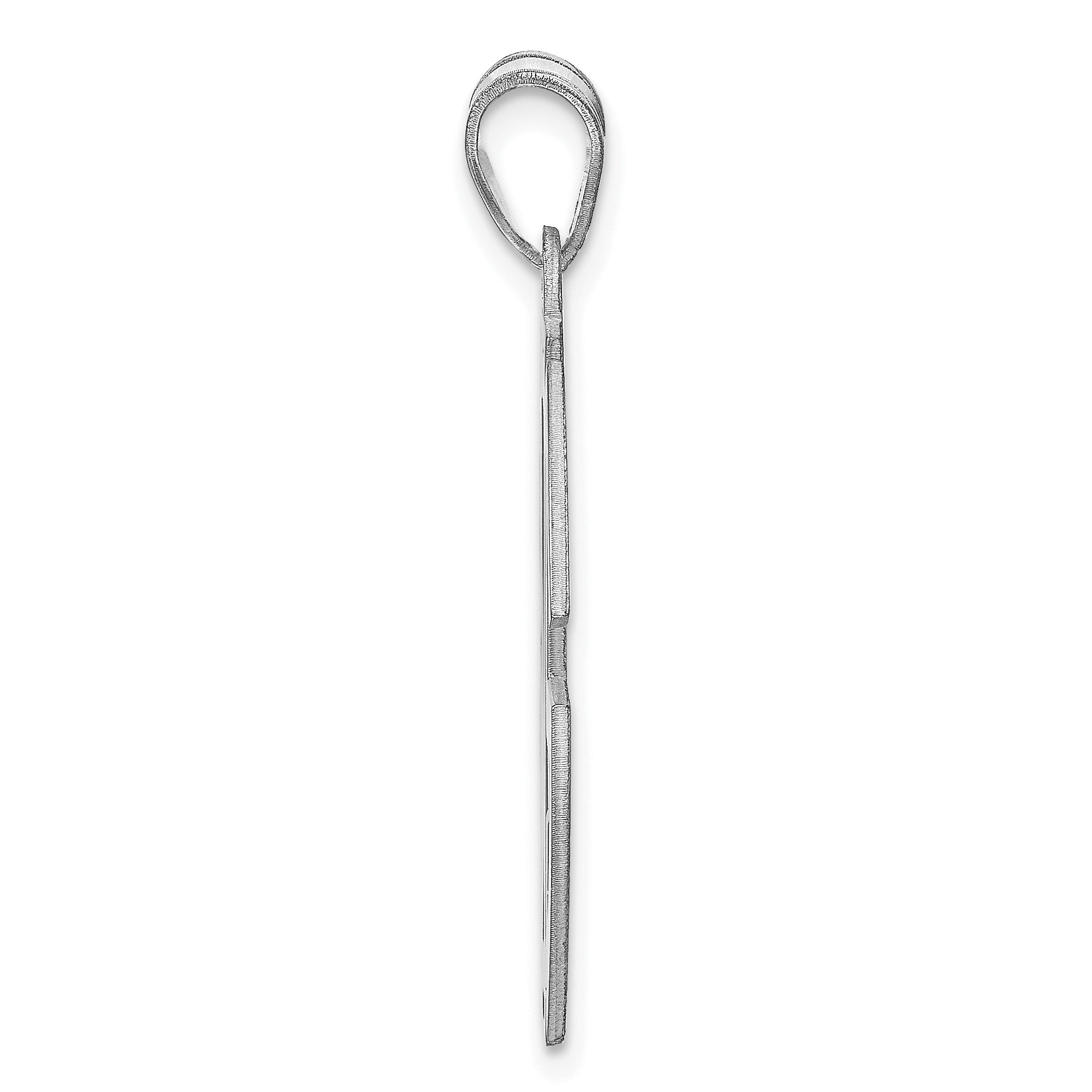 14K White Gold Round Cut Out Monogram Pendant