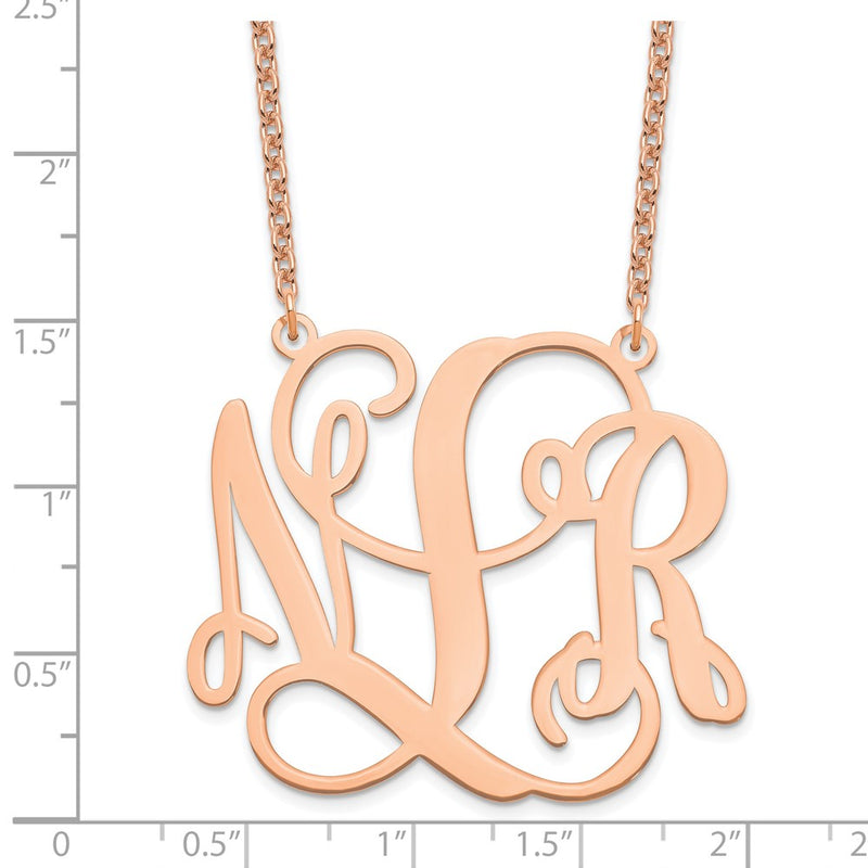 Rose Plated Sterling Silver/Rose Monogram Necklace
