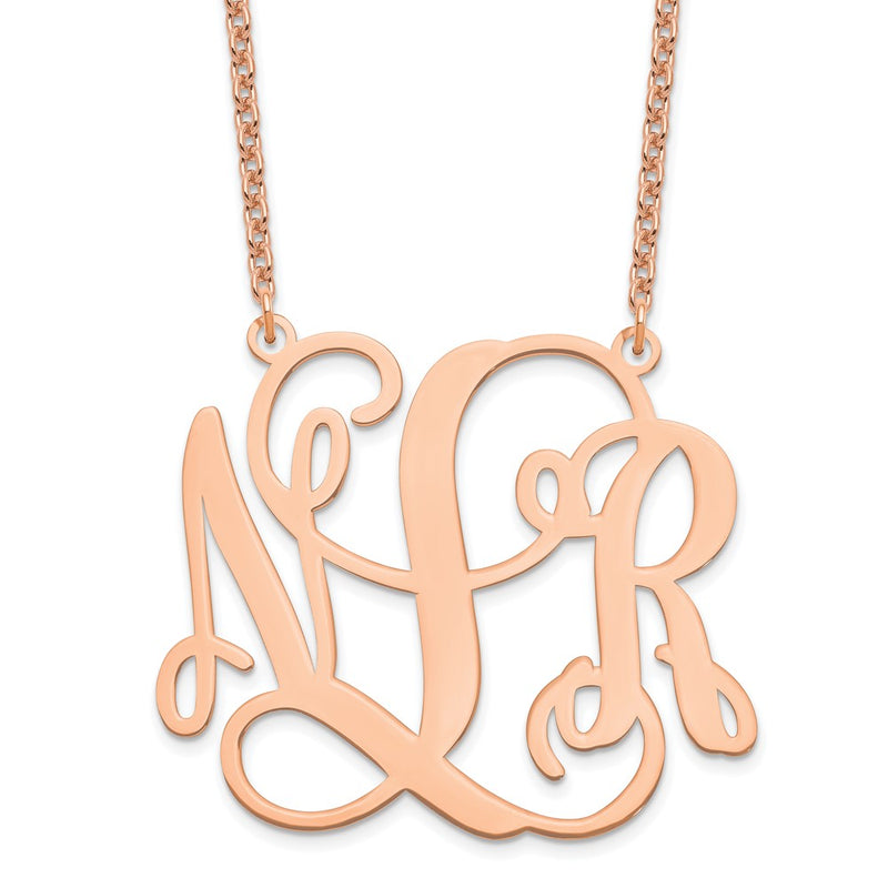 Rose Plated Sterling Silver/Rose Monogram Necklace