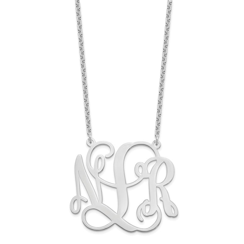 Sterling Silver Silver/Rhodium Plated Monogram Necklace