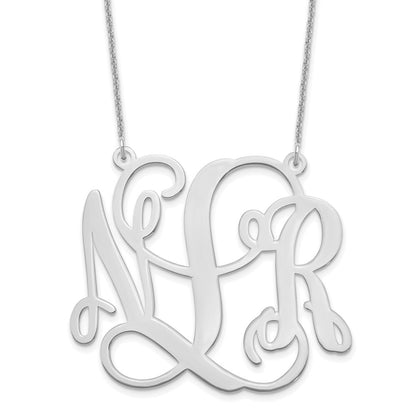 14K White Gold Monogram Necklace