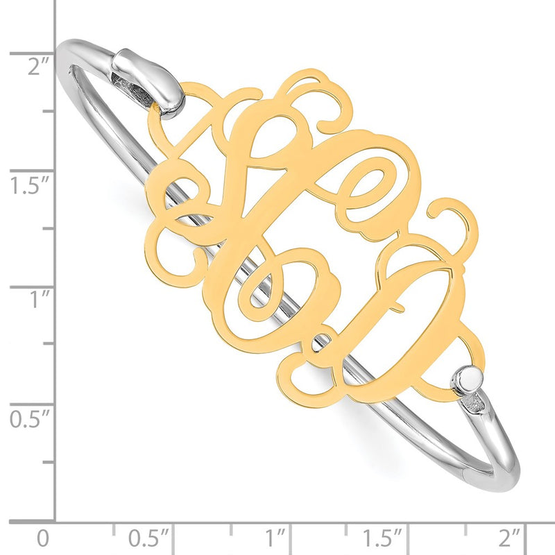 14K Yellow Gold Monogram With Sterling Silver Bangle