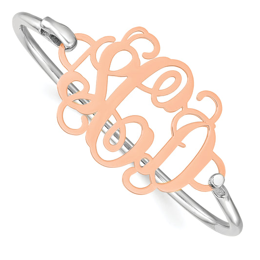 14K Rose Gold Monogram With Sterling Silver Bangle