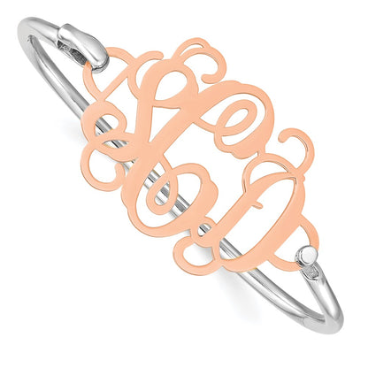 Rose Plated Sterling Silver/Rose Monogram With Silver Bangle