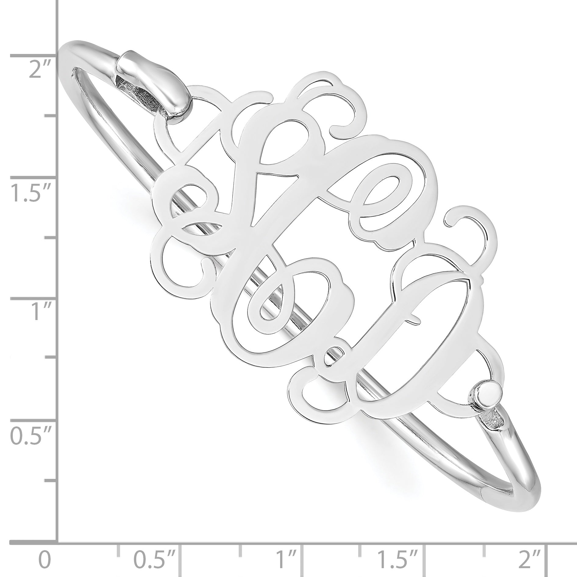 14K White Gold Monogram With Sterling Silver Bangle