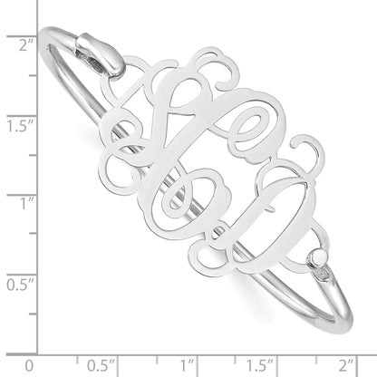 Sterling Silver Rhodium Plated Monogram With Bangle