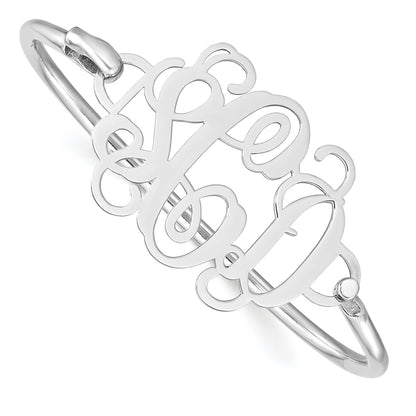 Sterling Silver Rhodium Plated Monogram With Bangle