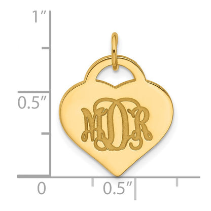 Gold Plated Sterling Silver/Gold Monogram Heart Charm