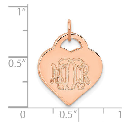 Rose Plated Sterling Silver/Rose Monogram Heart Charm