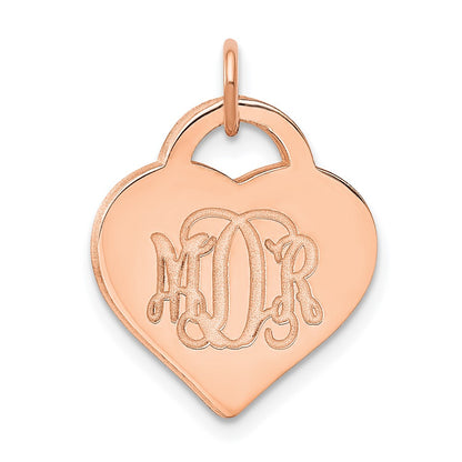 Rose Plated Sterling Silver/Rose Monogram Heart Charm