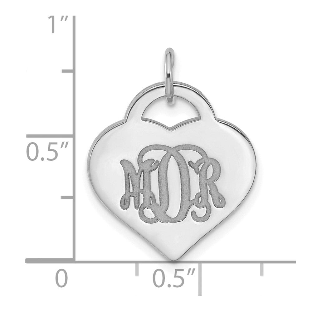 14K White Gold Monogram Heart Charm