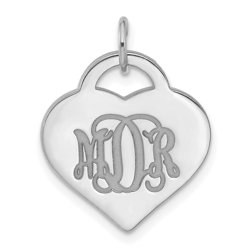 14K White Gold Monogram Heart Charm