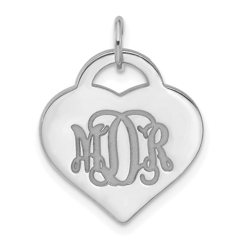 14K White Gold Monogram Heart Charm
