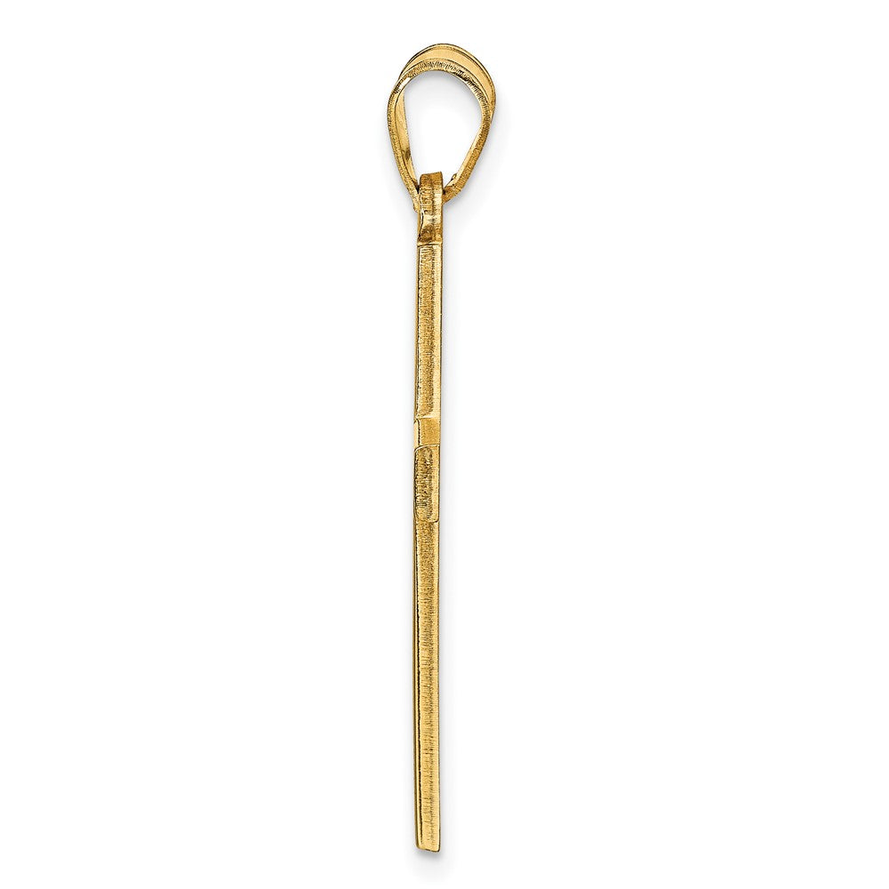 14K Yellow Gold Epoxy Cross With Name Pendant
