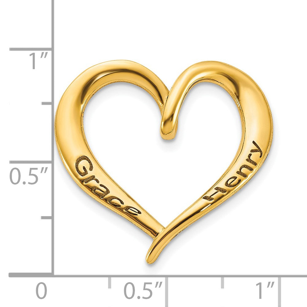 Gold Plated Sterling Silver/Gold Personalized Antiqued Heart Slide