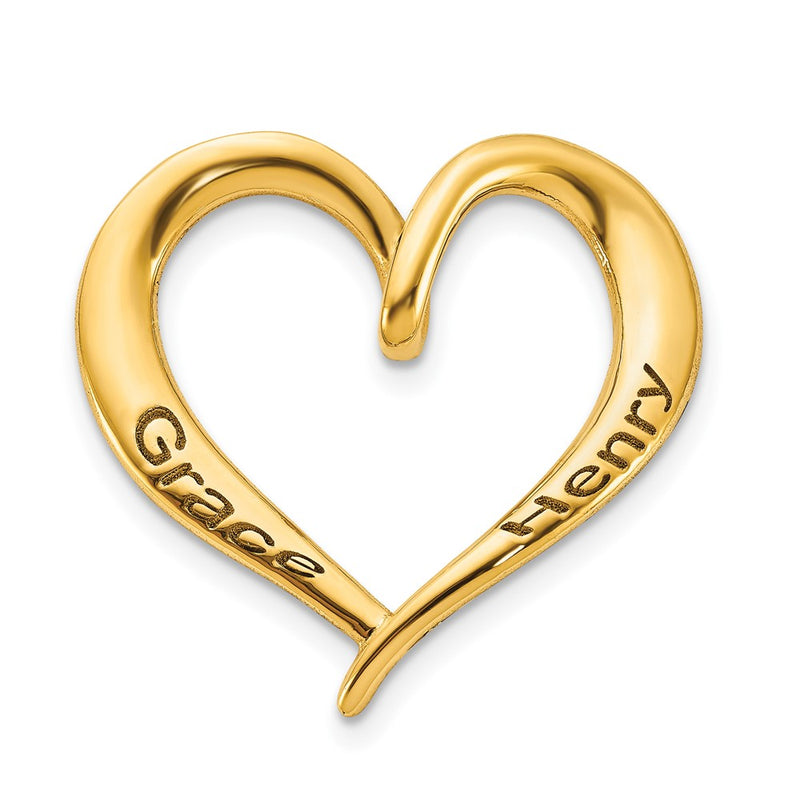 14K Yellow Gold Personalized Antiqued Heart Slide