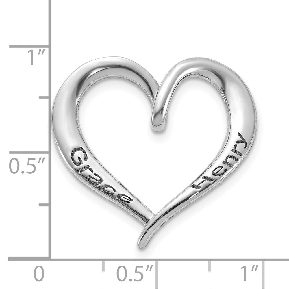 14K White Gold Personalized Antiqued Heart Slide