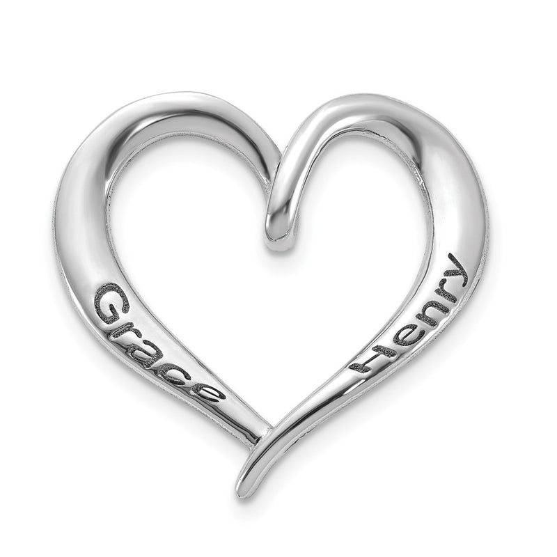 Sterling Silver Silver/Rhodium Plated Personalized Antiqued Heart Slide