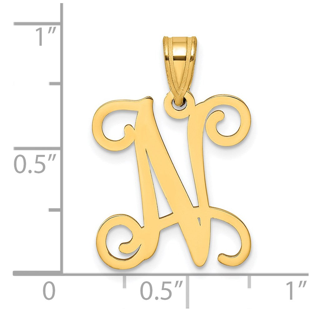 Gold Plated Sterling Silver Letter N Initial Pendant