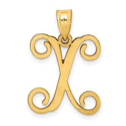 Gold Plated Sterling Silver Letter X Initial Pendant
