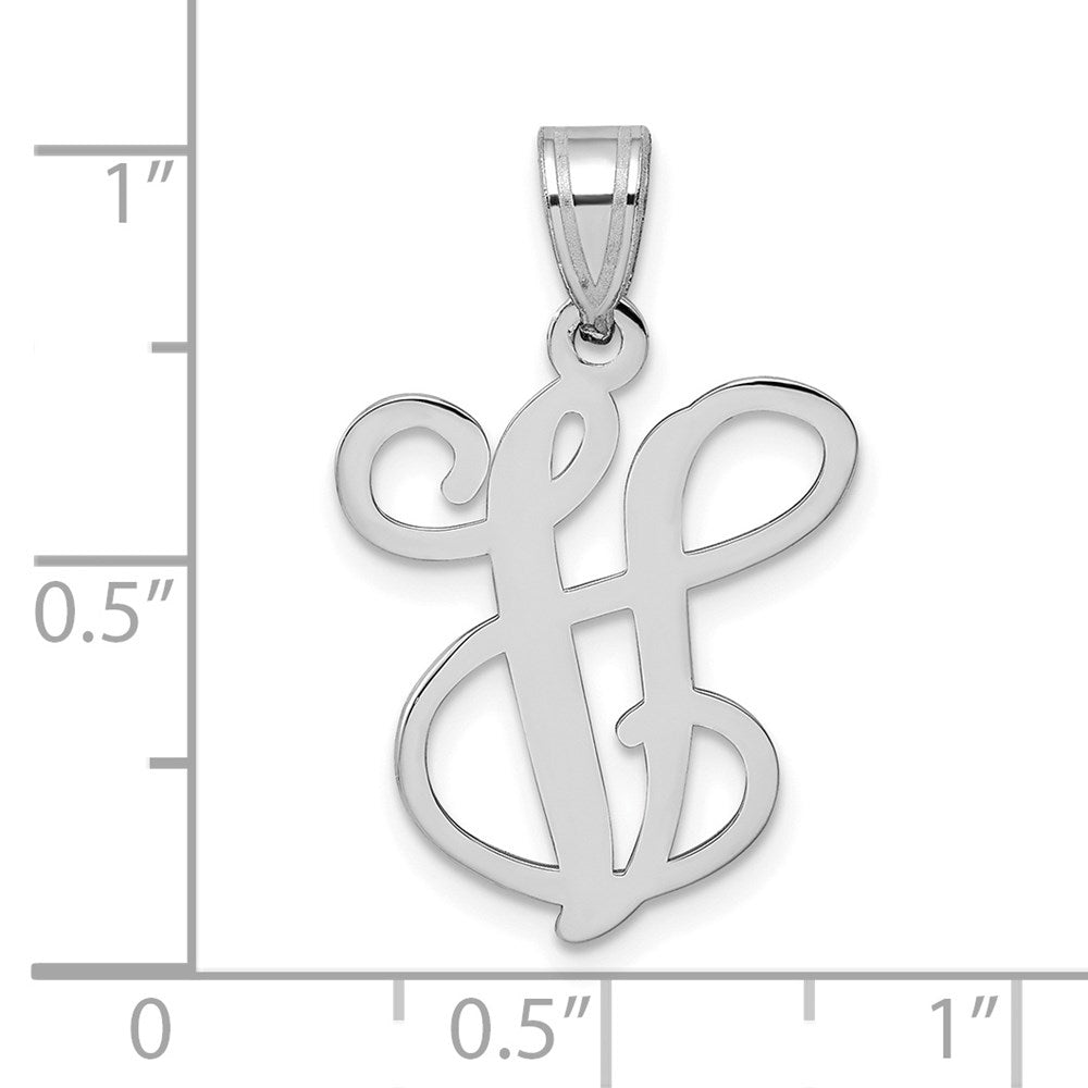 Sterling Silver Rhodium Plated Letter V Initial Pendant