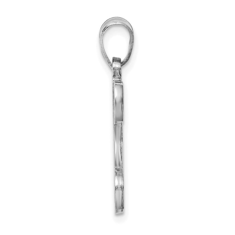 Sterling Silver Rhodium Plated Letter W Initial Pendant
