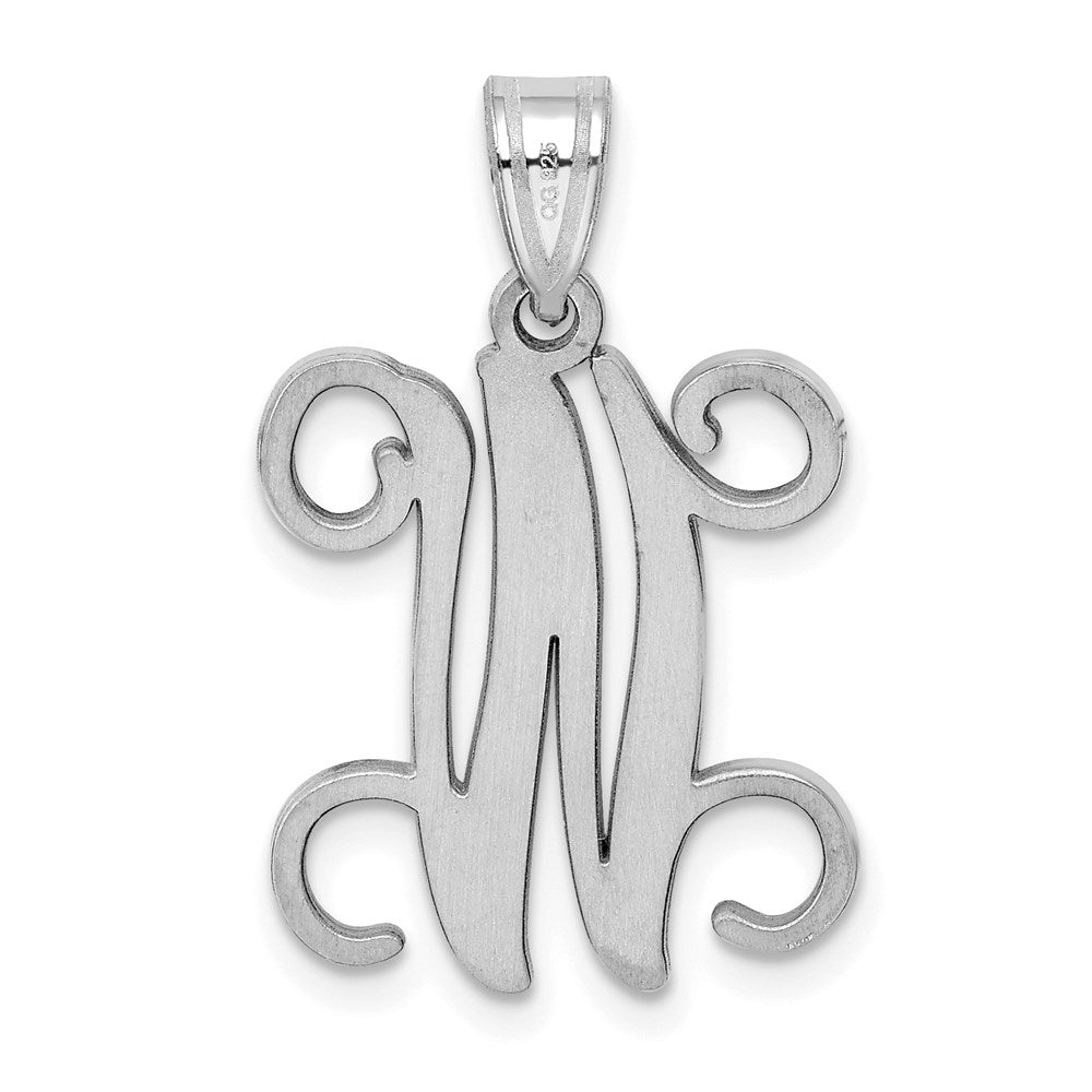 Sterling Silver Rhodium Plated Letter W Initial Pendant