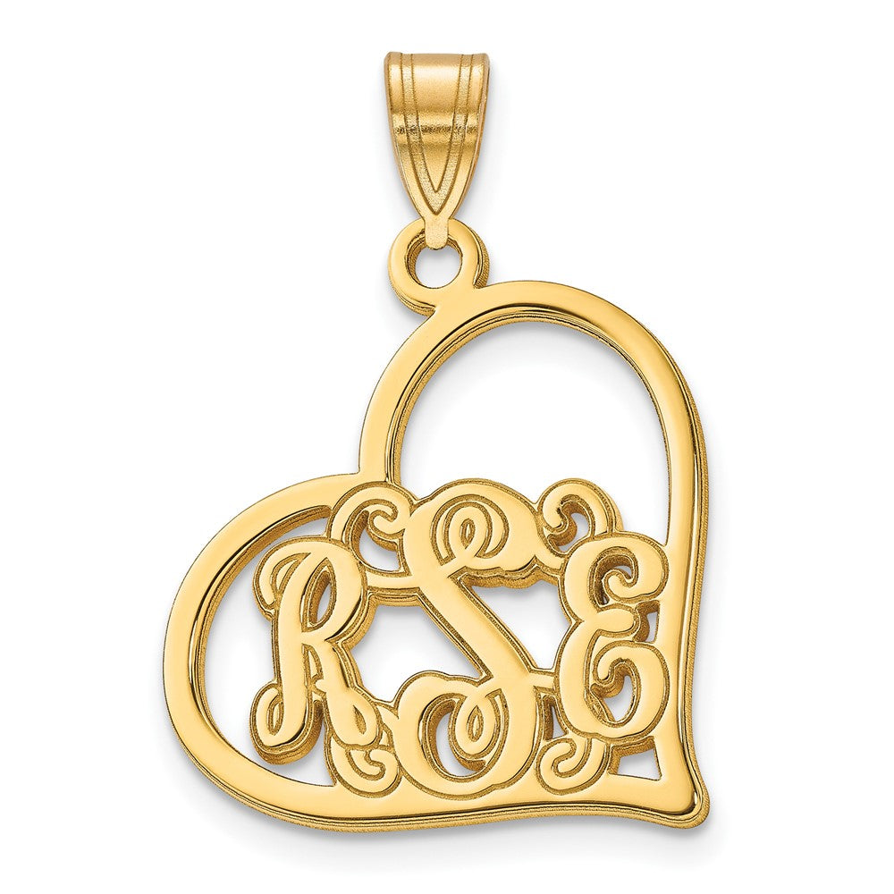 Gold Plated Sterling Silver/Gold Etched Heart Pendant