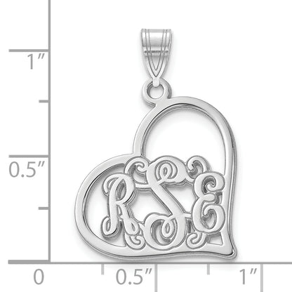 14K White Gold Etched Heart Pendant