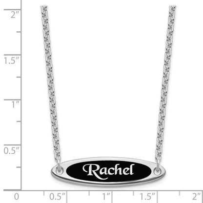 Sterling Silver Silver/Rhodium Plated Enameled Name Plate Necklace