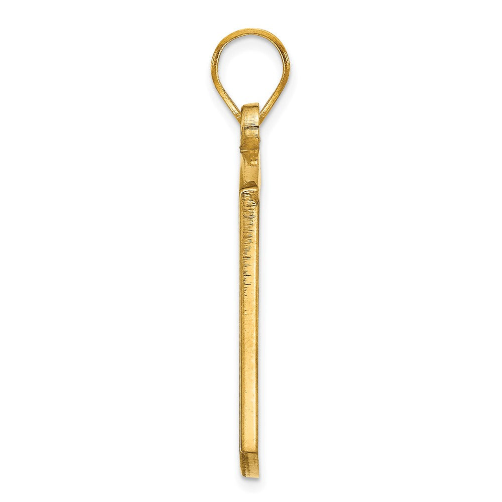 14K Yellow Gold Brushed Monogram Pendant