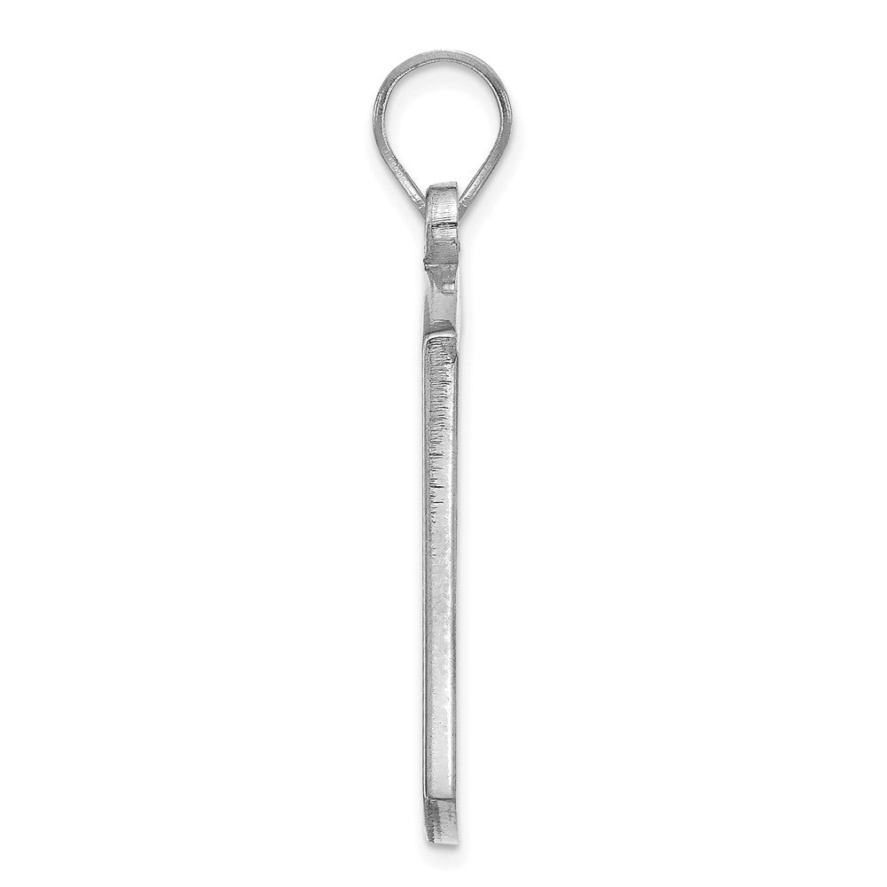 14K White Gold Brushed Monogram Pendant