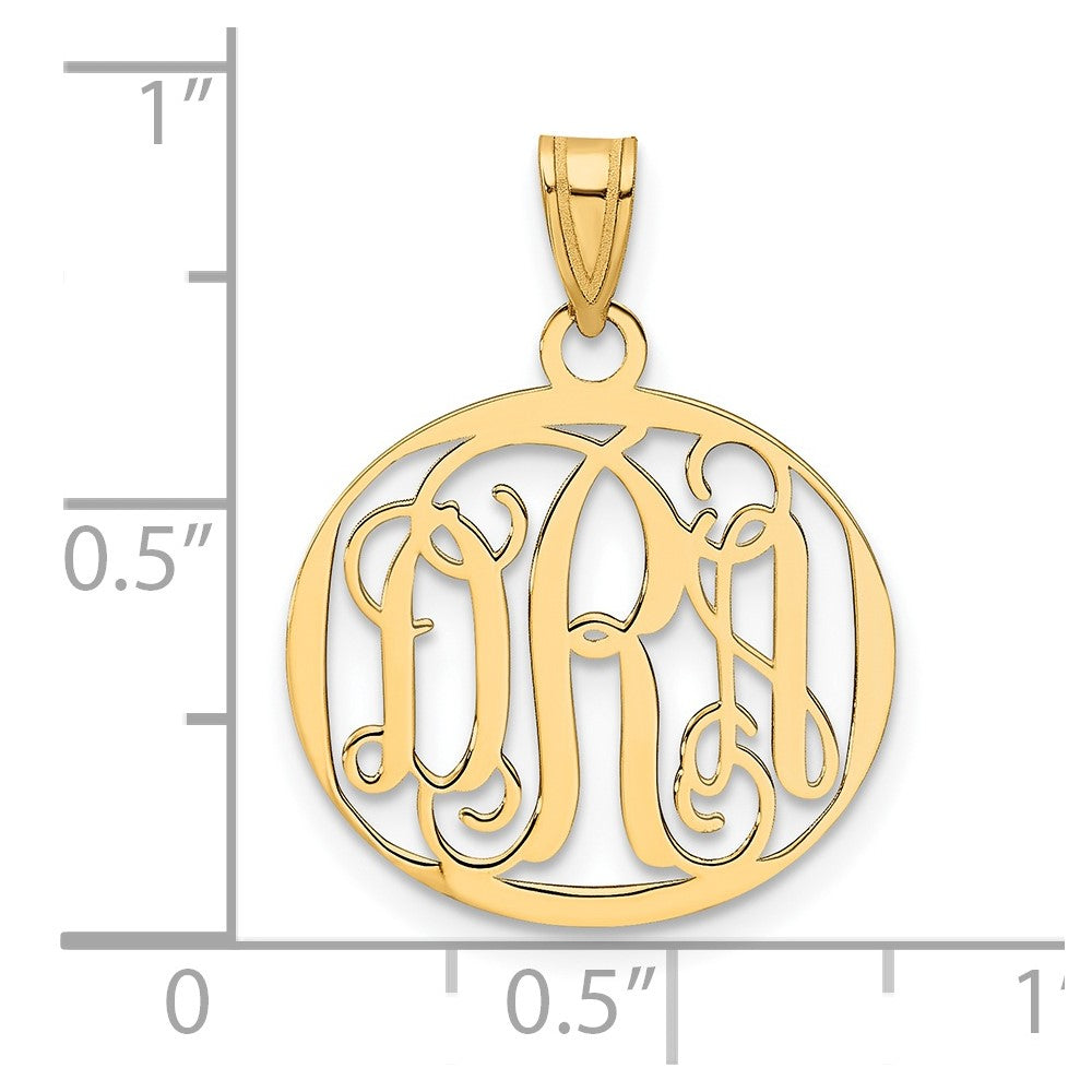 14K Yellow Gold Small Round Monogram Pendant