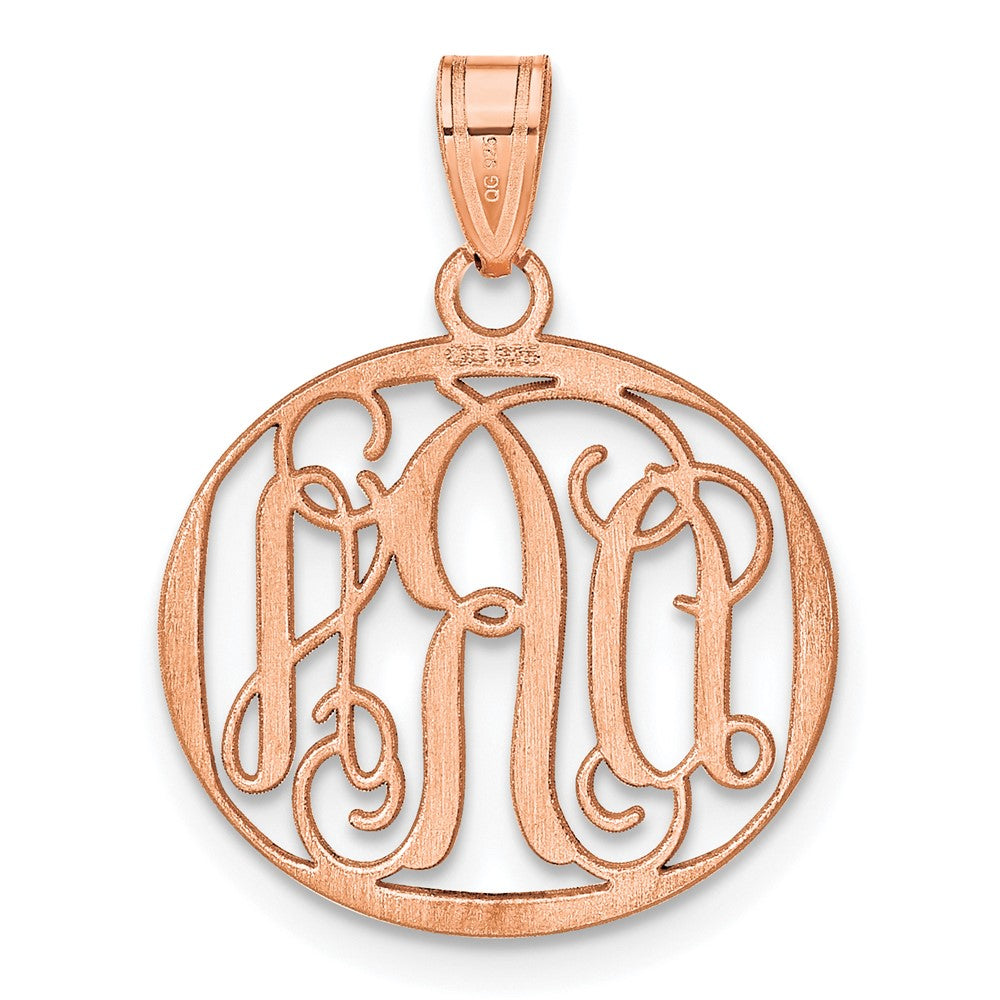 14K Rose Gold Small Round Monogram Pendant