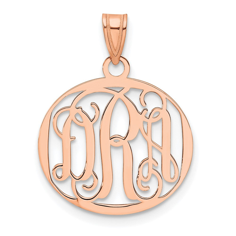 Rose Plated Sterling Silver/Rose Small Round Monogram Pendant