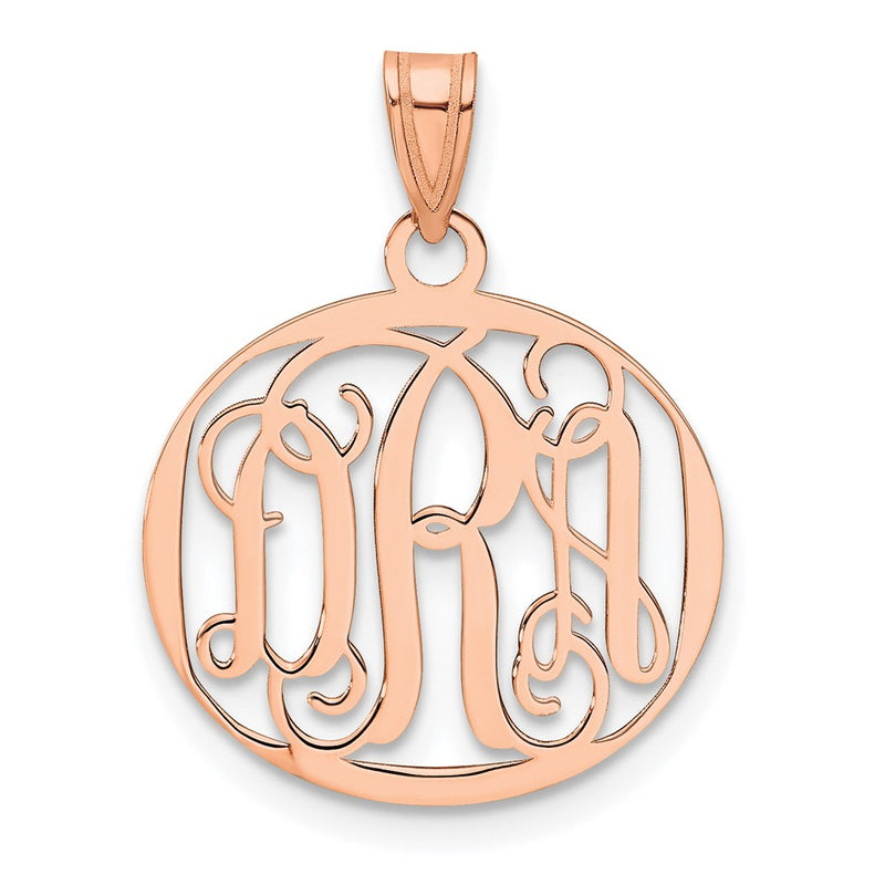 Rose Plated Sterling Silver/Rose Small Round Monogram Pendant