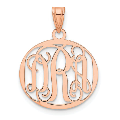 14K Rose Gold Small Round Monogram Pendant