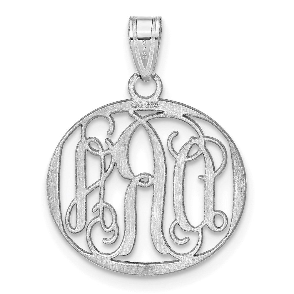 Sterling Silver Silver/Rhodium Plated Small Round Monogram Pendant