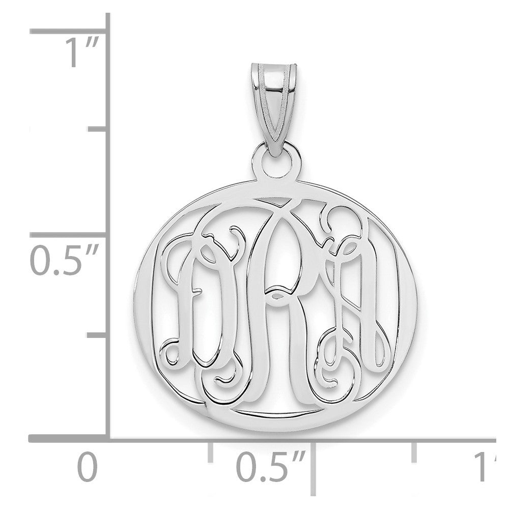 Sterling Silver Silver/Rhodium Plated Small Round Monogram Pendant