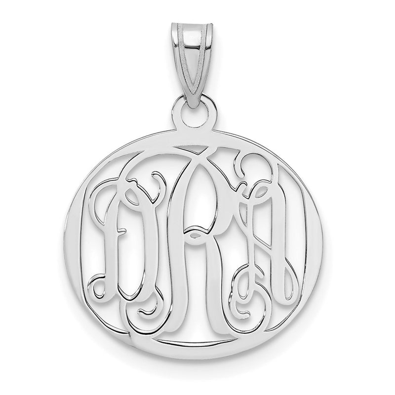 Sterling Silver Silver/Rhodium Plated Small Round Monogram Pendant