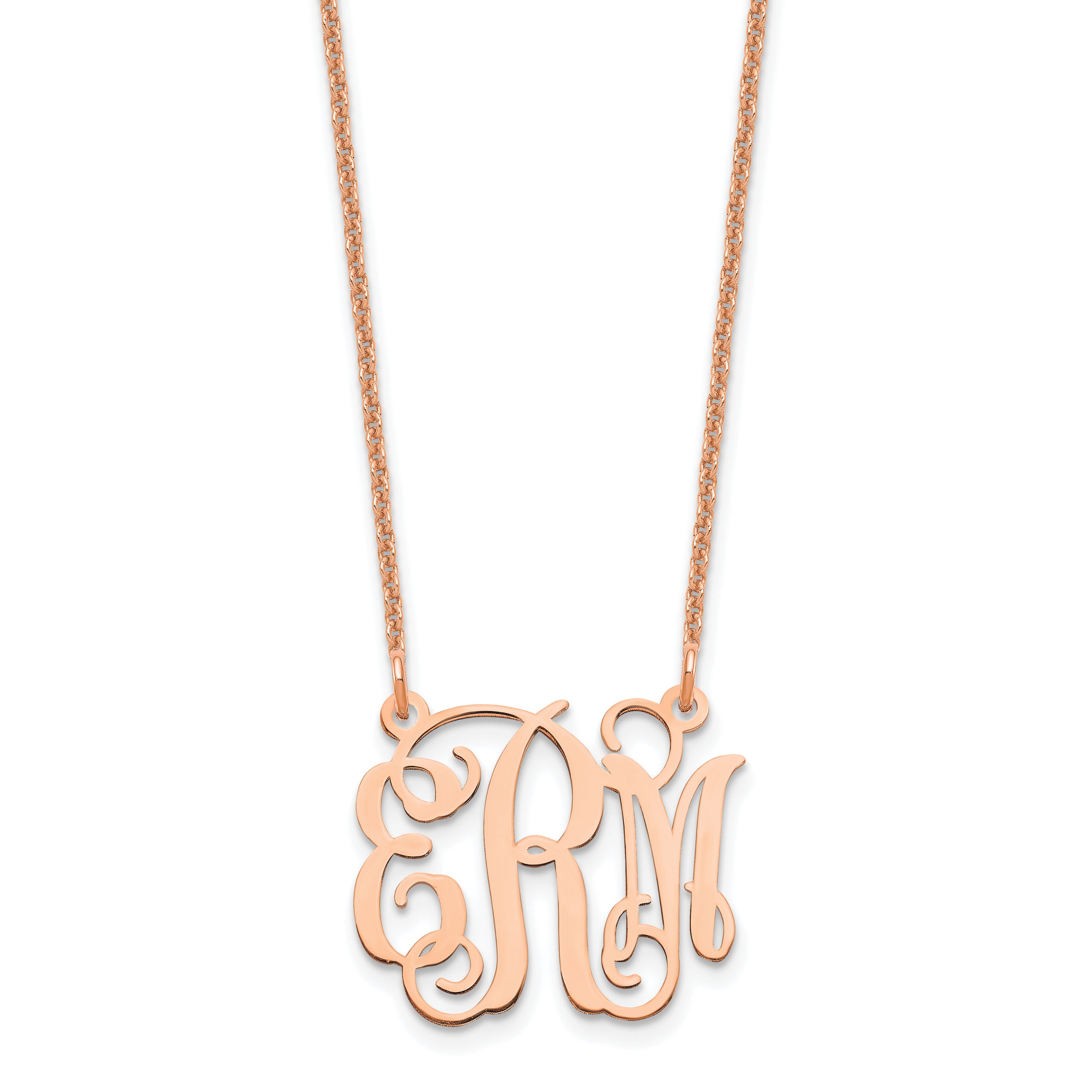 14K Rose Gold Small Monogram Necklace