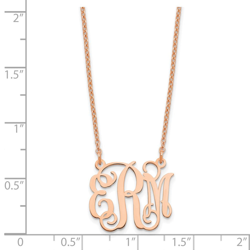 Rose Plated Sterling Silver/Rose Small Monogram Necklace