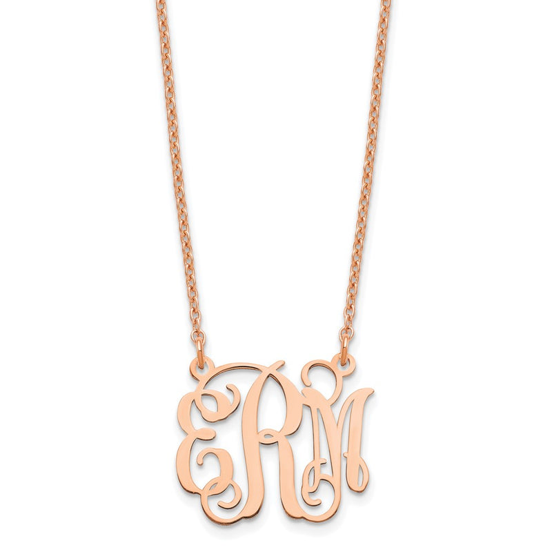Rose Plated Sterling Silver/Rose Small Monogram Necklace
