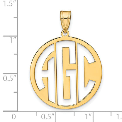 14K Yellow Gold Round Cut Out Monogram Pendant