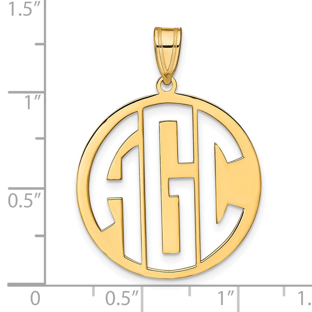 Gold Plated Sterling Silver/Gold Round Cut Out Monogram Pendant