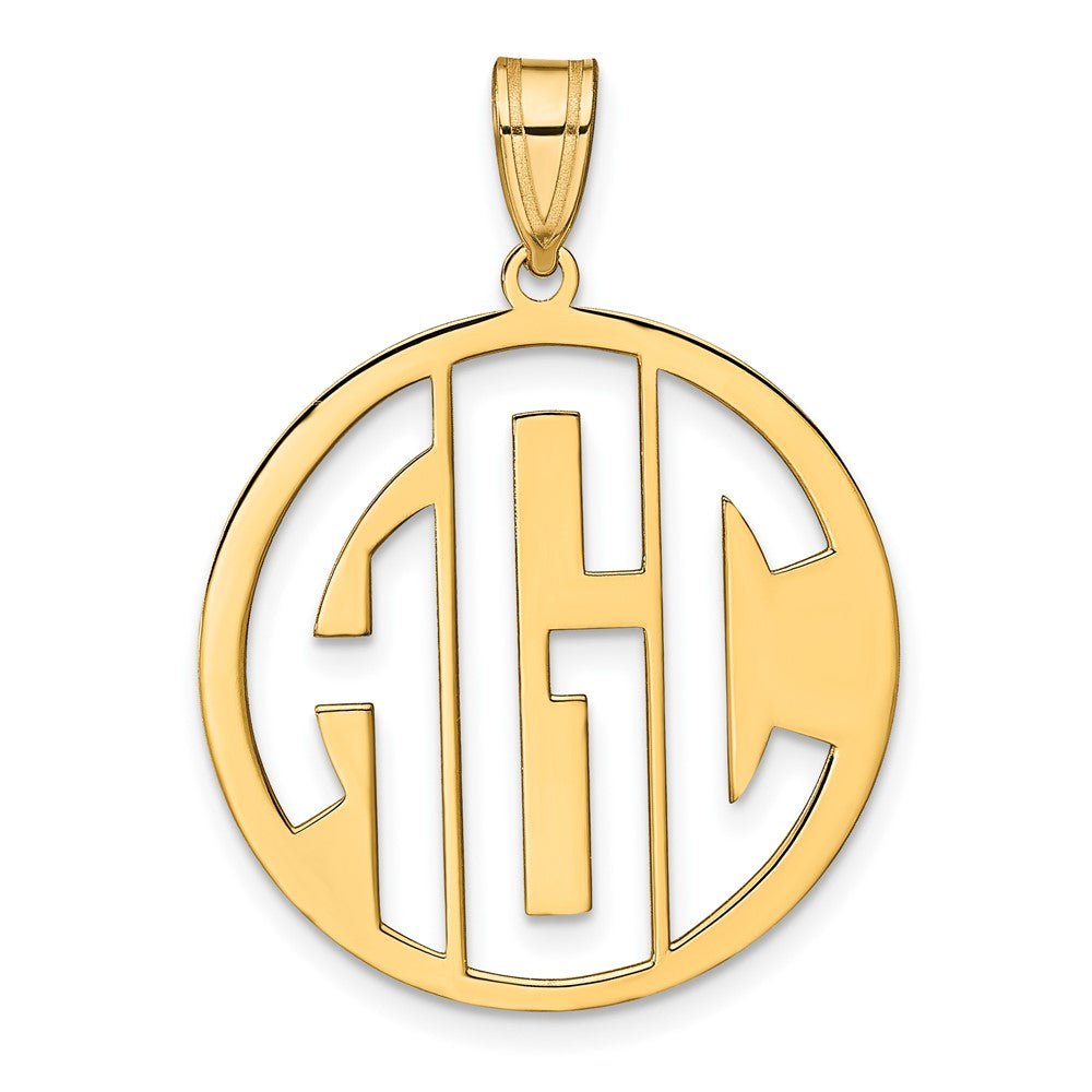 Gold Plated Sterling Silver/Gold Round Cut Out Monogram Pendant