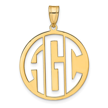 Gold Plated Sterling Silver/Gold Round Cut Out Monogram Pendant