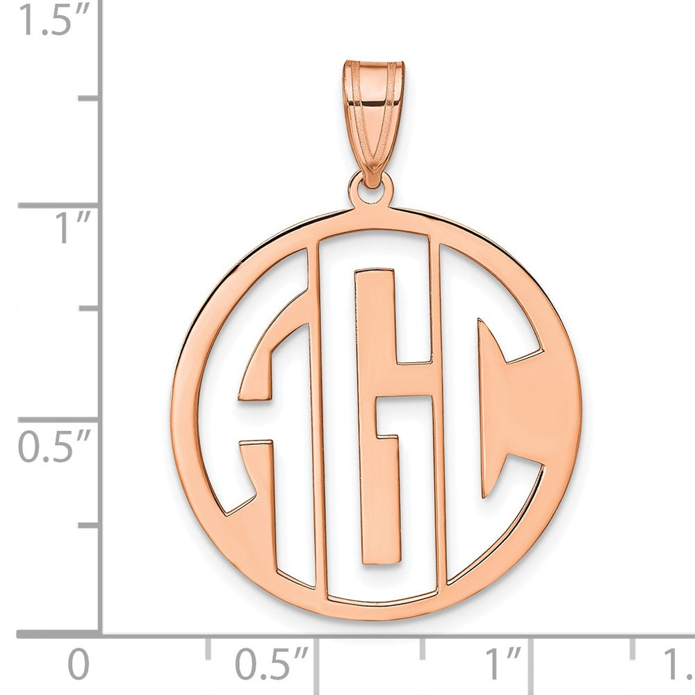 Rose Plated Sterling Silver/Rose Round Cut Out Monogram Pendant